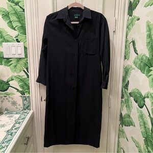 J. Crew Black Button Down Silk Cotton Midi Dress Size S